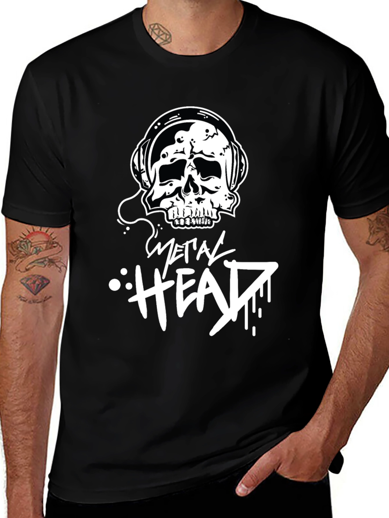 Metal Head Skull Graphic T-Shirt - Black Cotton Tee