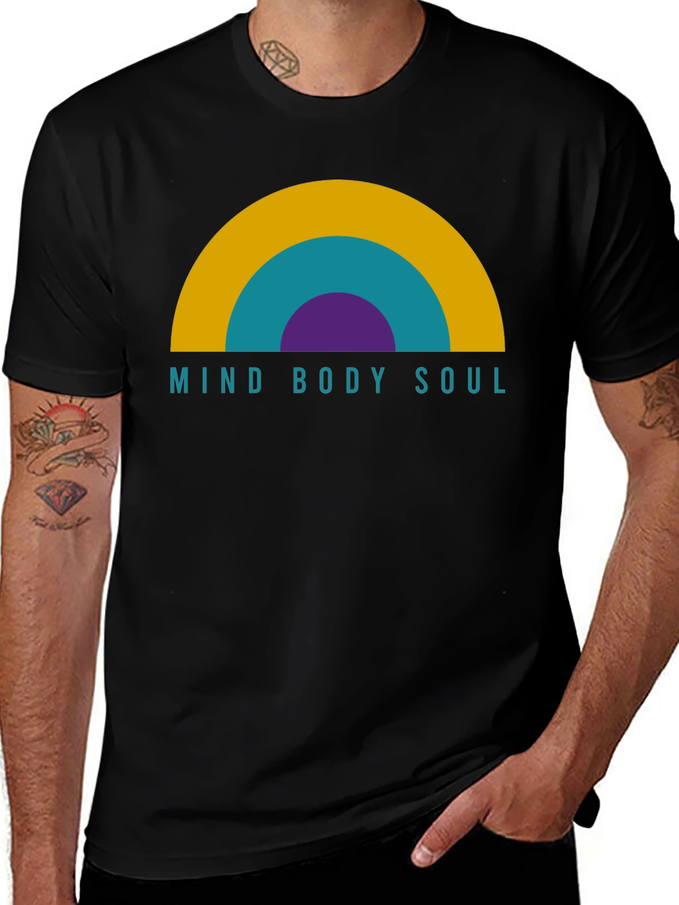Variant 25 of Mind Body Soul Graphic T-Shirt - Black