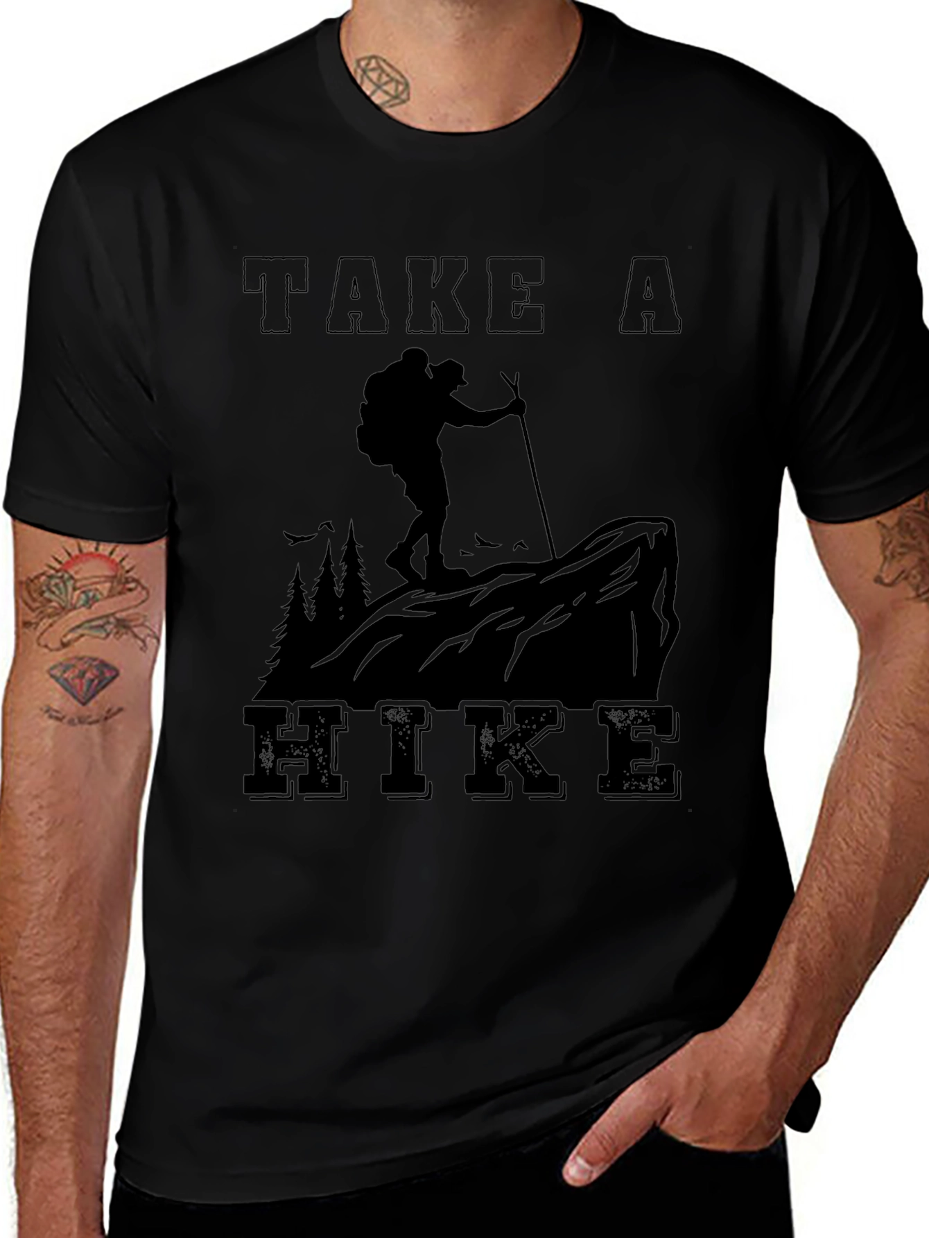 Variant 7 of Take A Hike Graphic Tee - Black Cotton Blend