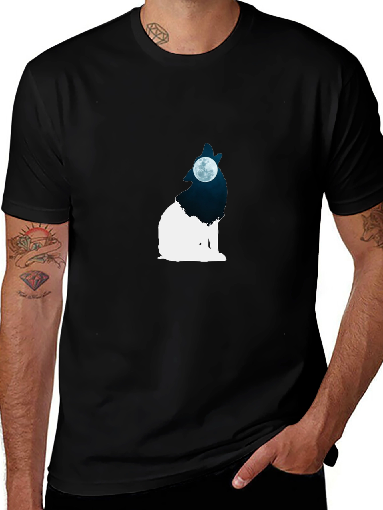 Variant 21 of Wolf Moon Graphic Black T-Shirt
