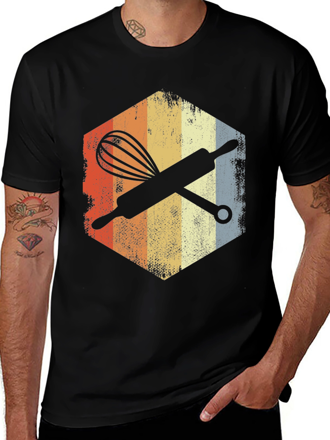 Variant 26 of Retro Baker T-Shirt: Whisk & Rolling Pin Tee