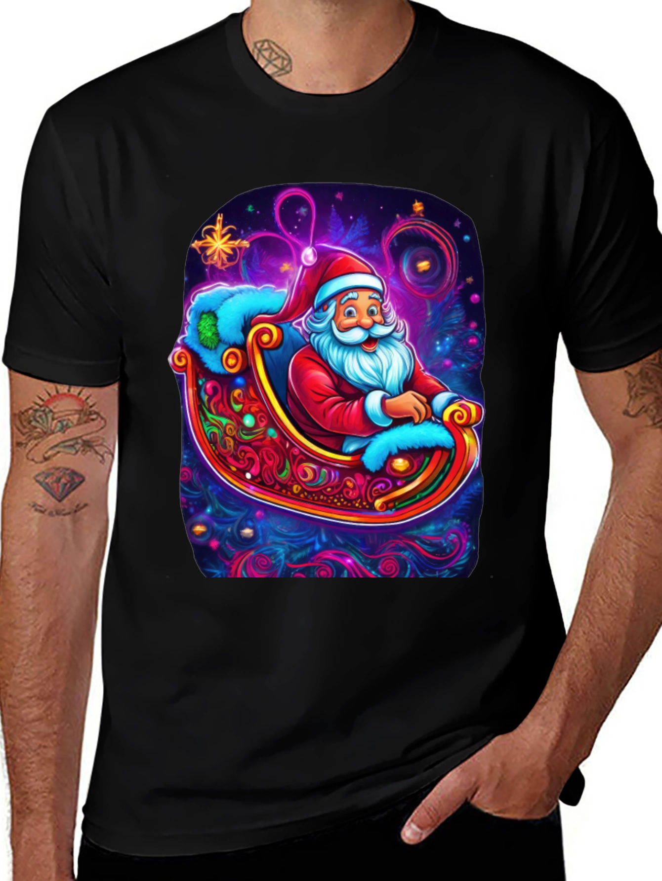 Santa Sleigh Graphic Tee - Holiday Cheer