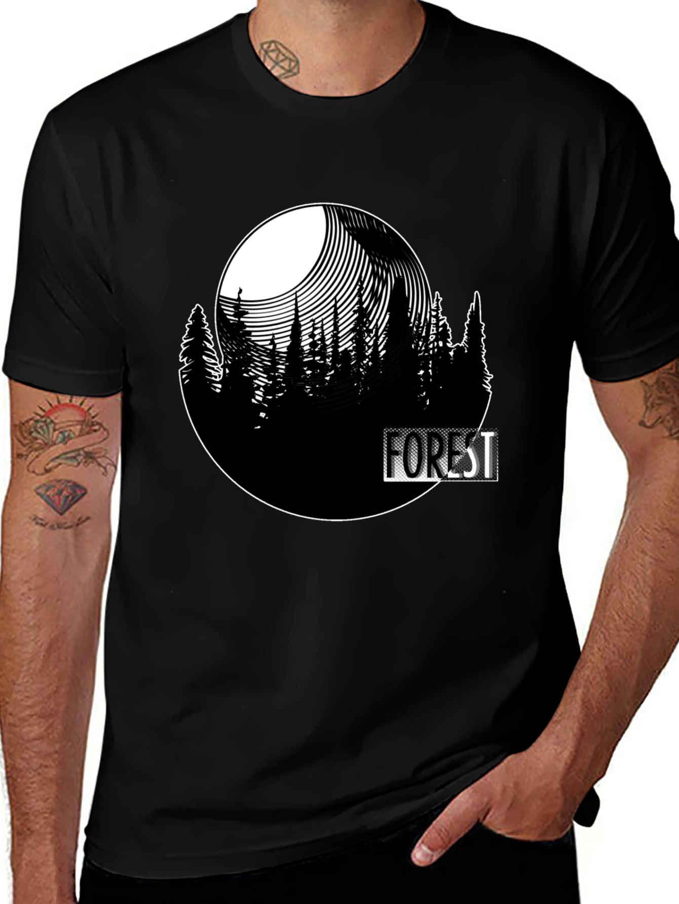 Variant 15 of Men's Forest Graphic Tee - Black