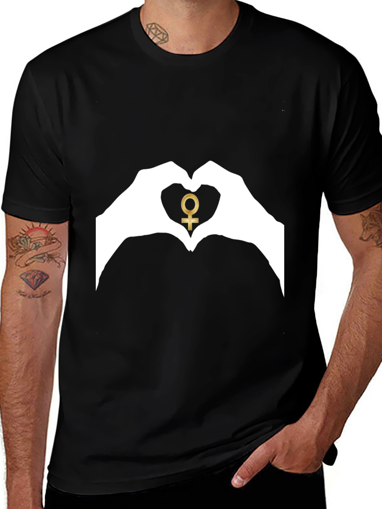 Variant 12 of Venus Symbol Heart Hands Graphic Tee