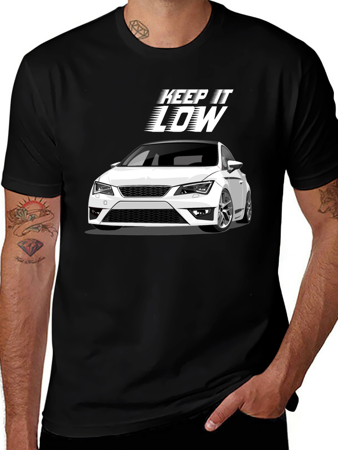 Variant 10 of Keep it Low Car Graphic Black T-Shirt