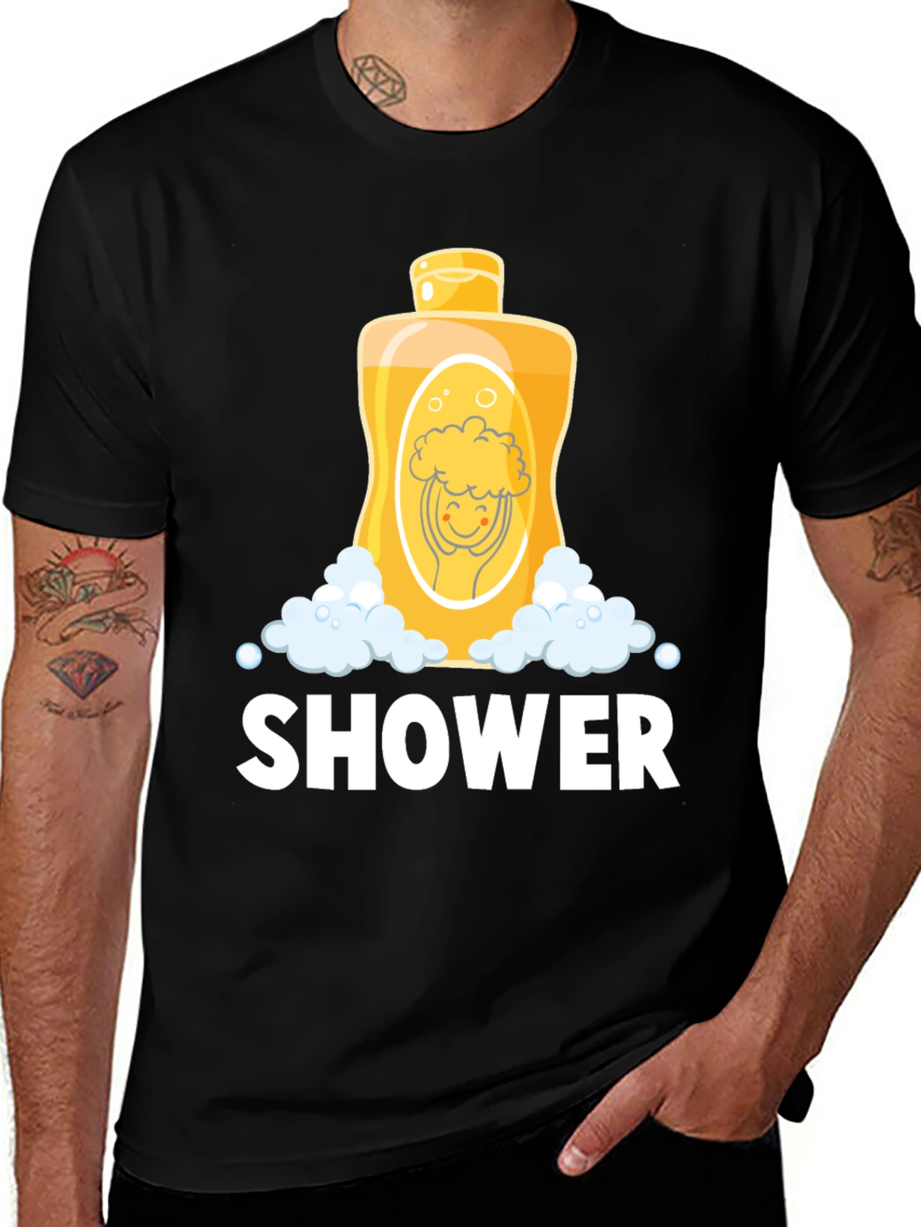 Variant 18 of Shower Time Fun T-Shirt - Cartoon Design