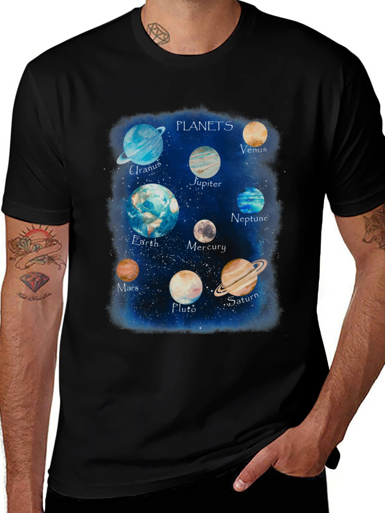 Variant 12 of Planets Graphic T-Shirt - Space Design Tee