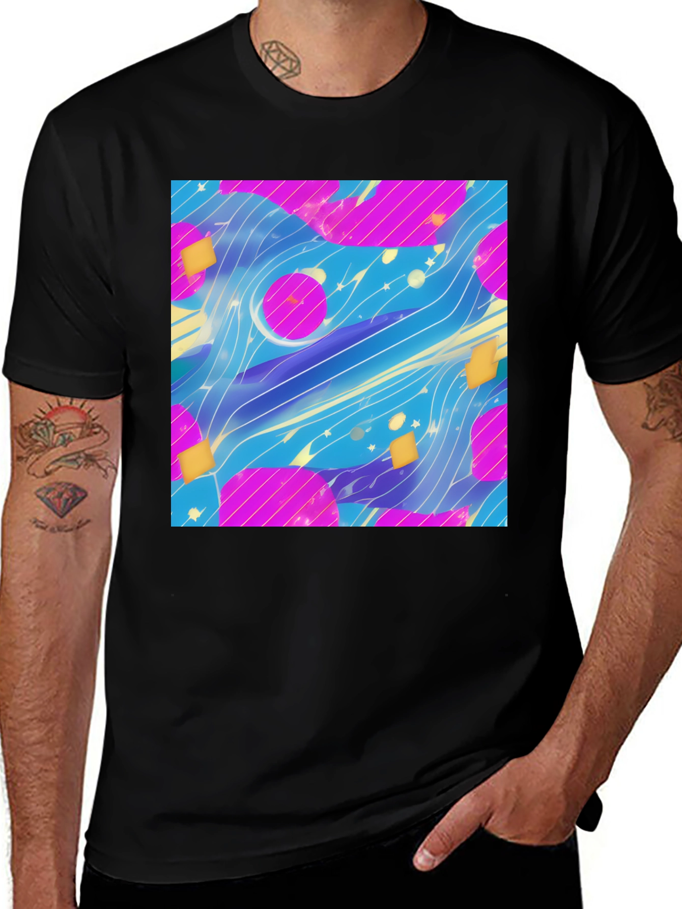 Variant 29 of Abstract Art Graphic Tee - Unique Pattern Black T-Shirt