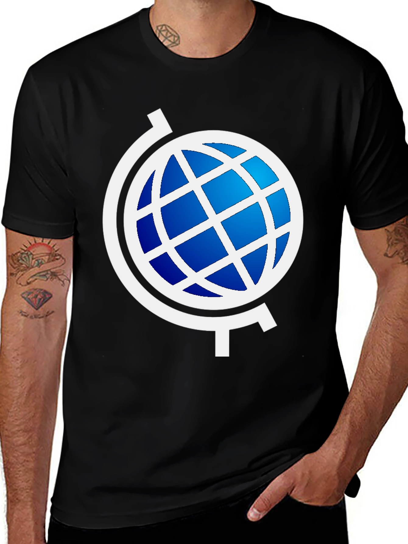 Globe Graphic Black T-Shirt - Modern Style