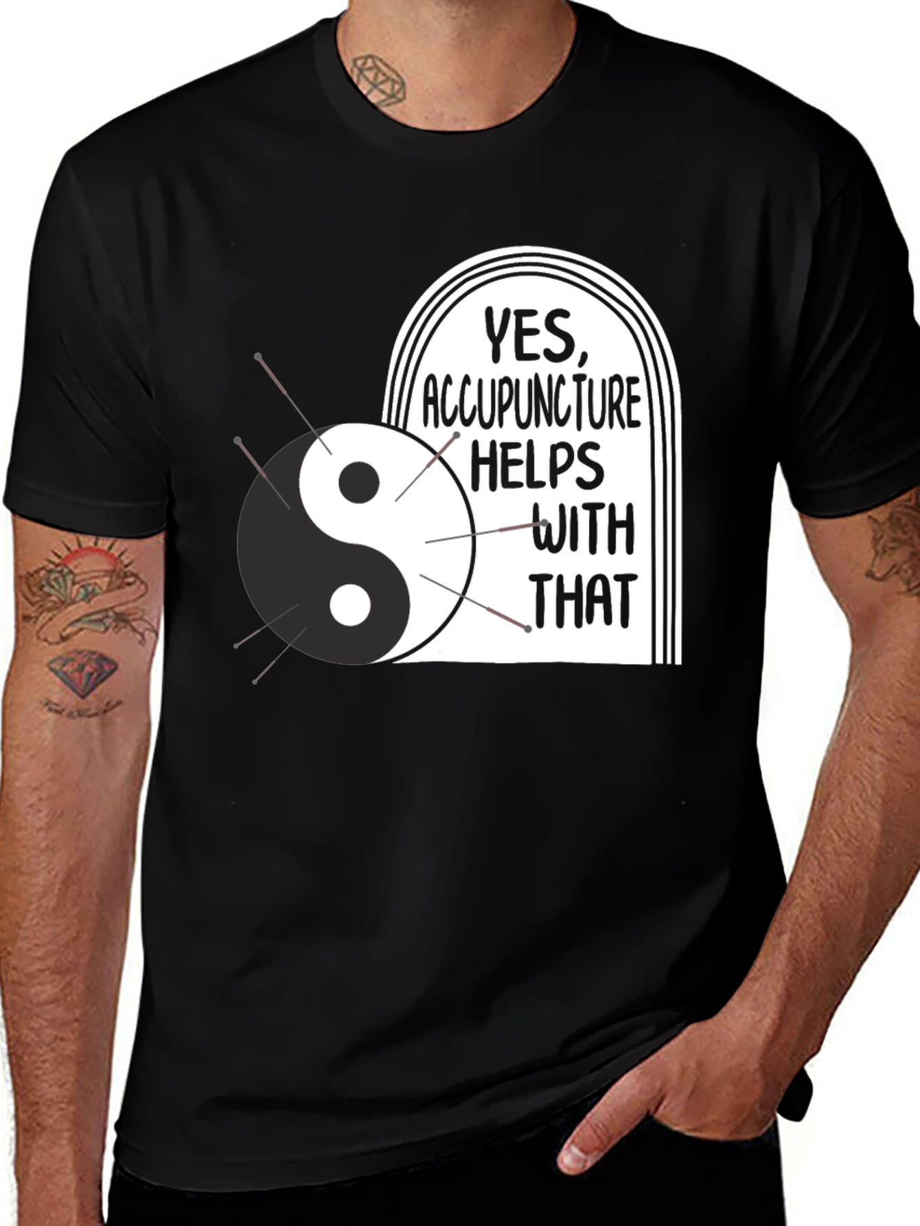 Variant 16 of Acupuncture Yin Yang Graphic T-Shirt - Yes, Helps with That!