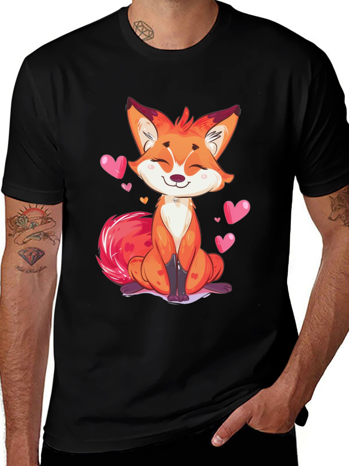 Variant 16 of Cute Fox Heart Graphic T-Shirt - Unisex