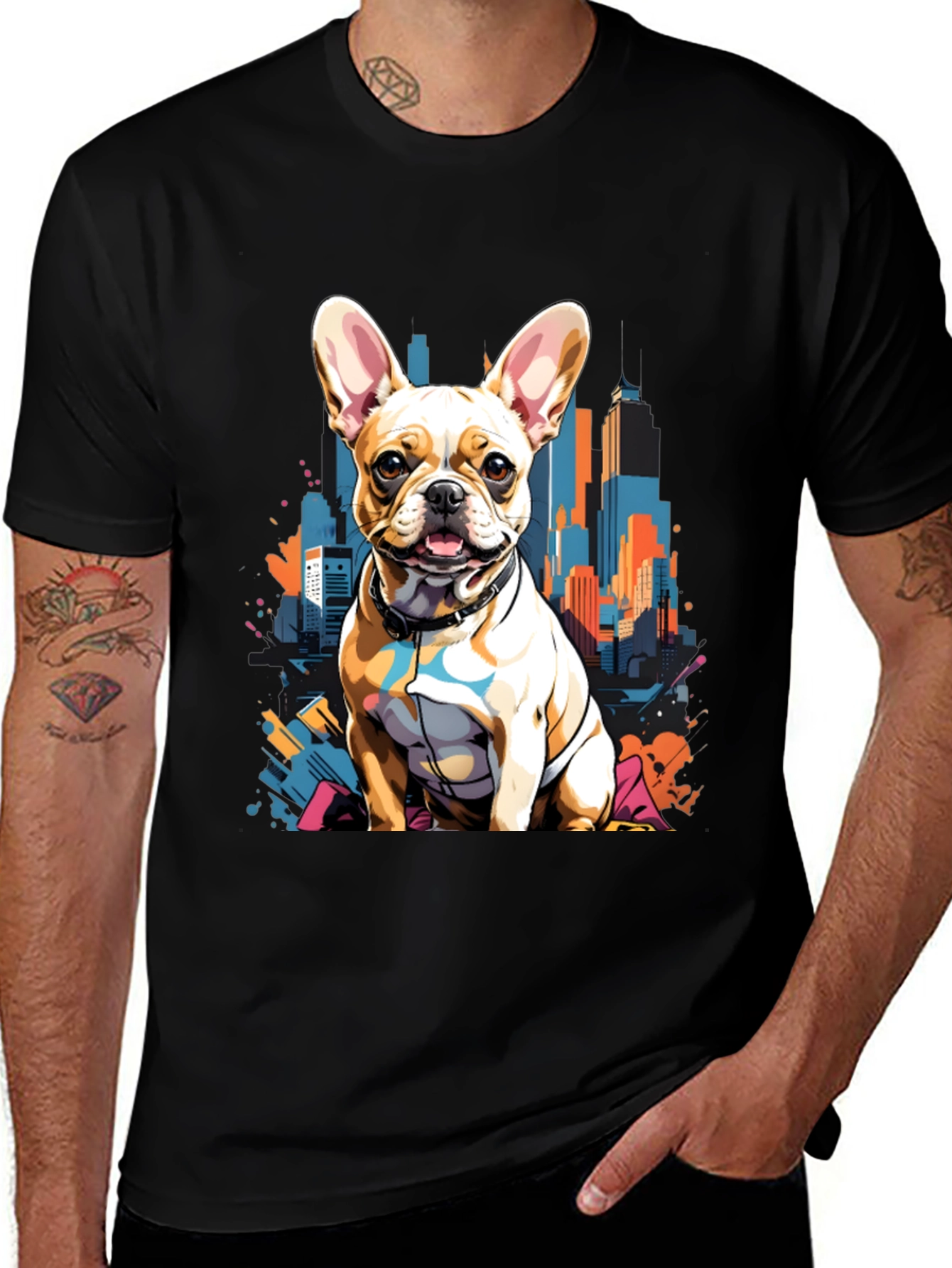 Variant 12 of Urban Bulldog Tee - Cityscape Pup Graphic T-Shirt