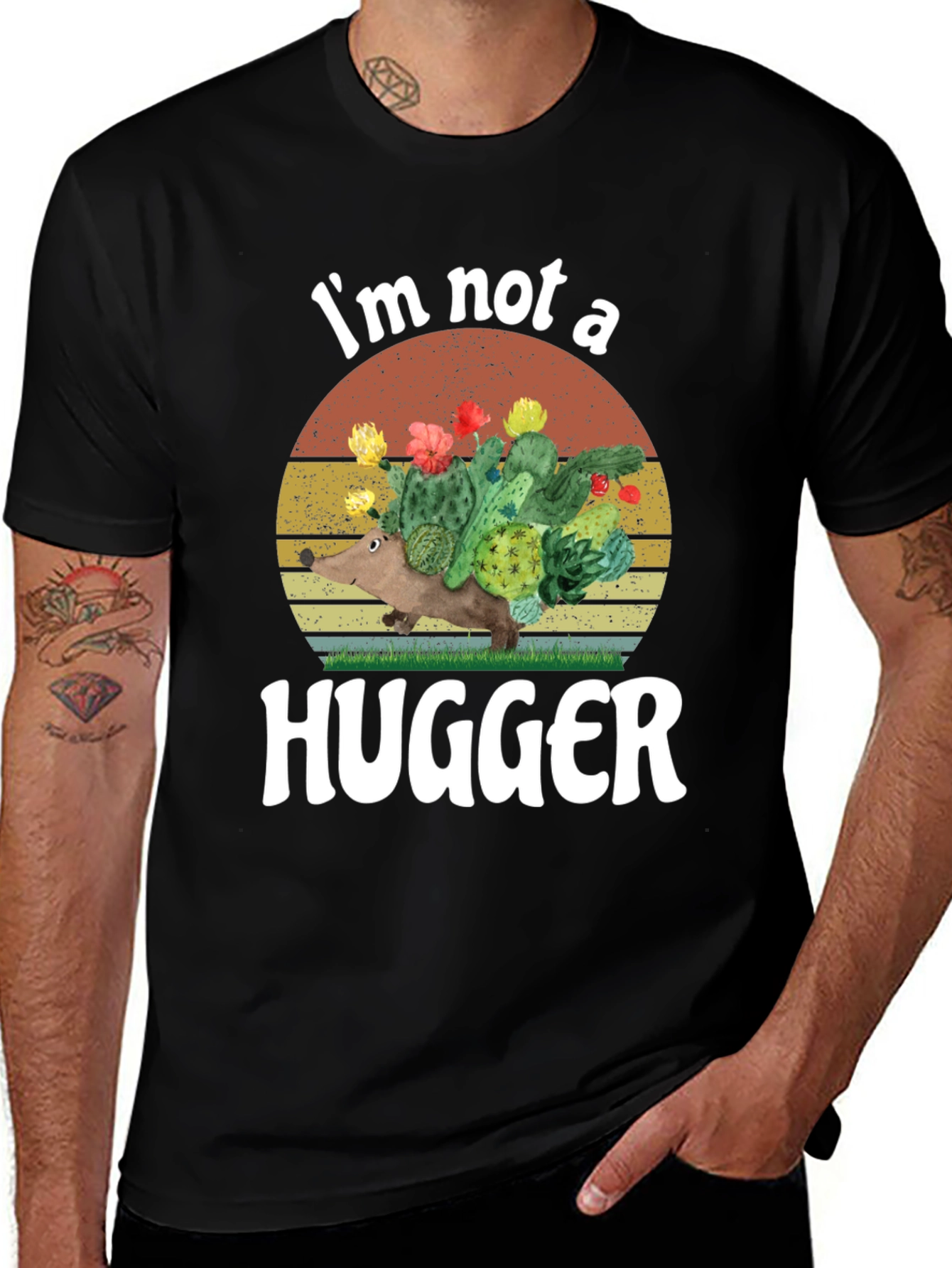 I'm Not A Hugger T-Shirt Funny Cactus Graphic Tee