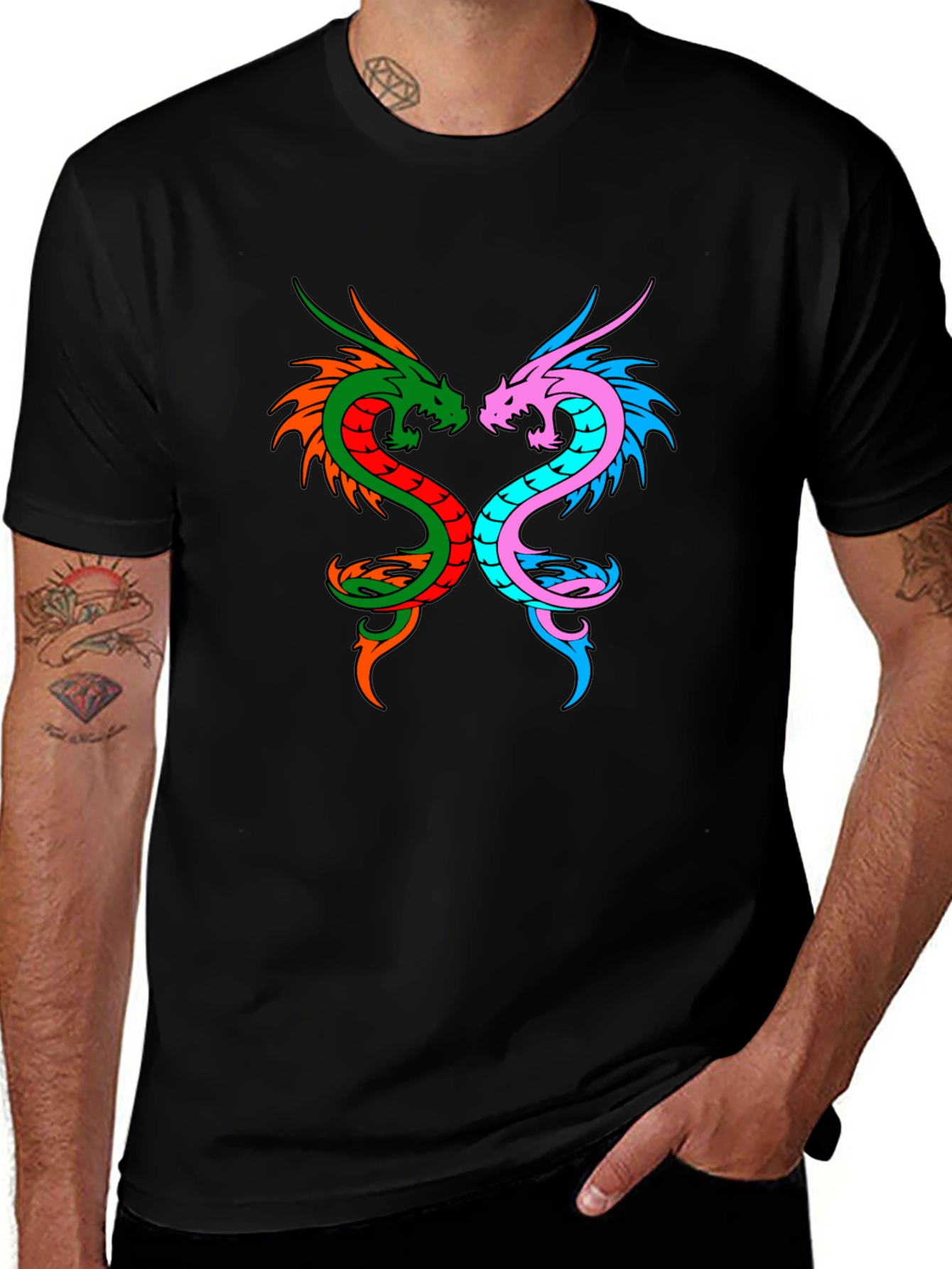 Variant 3 of Dragon Yin Yang Graphic Tee - Black