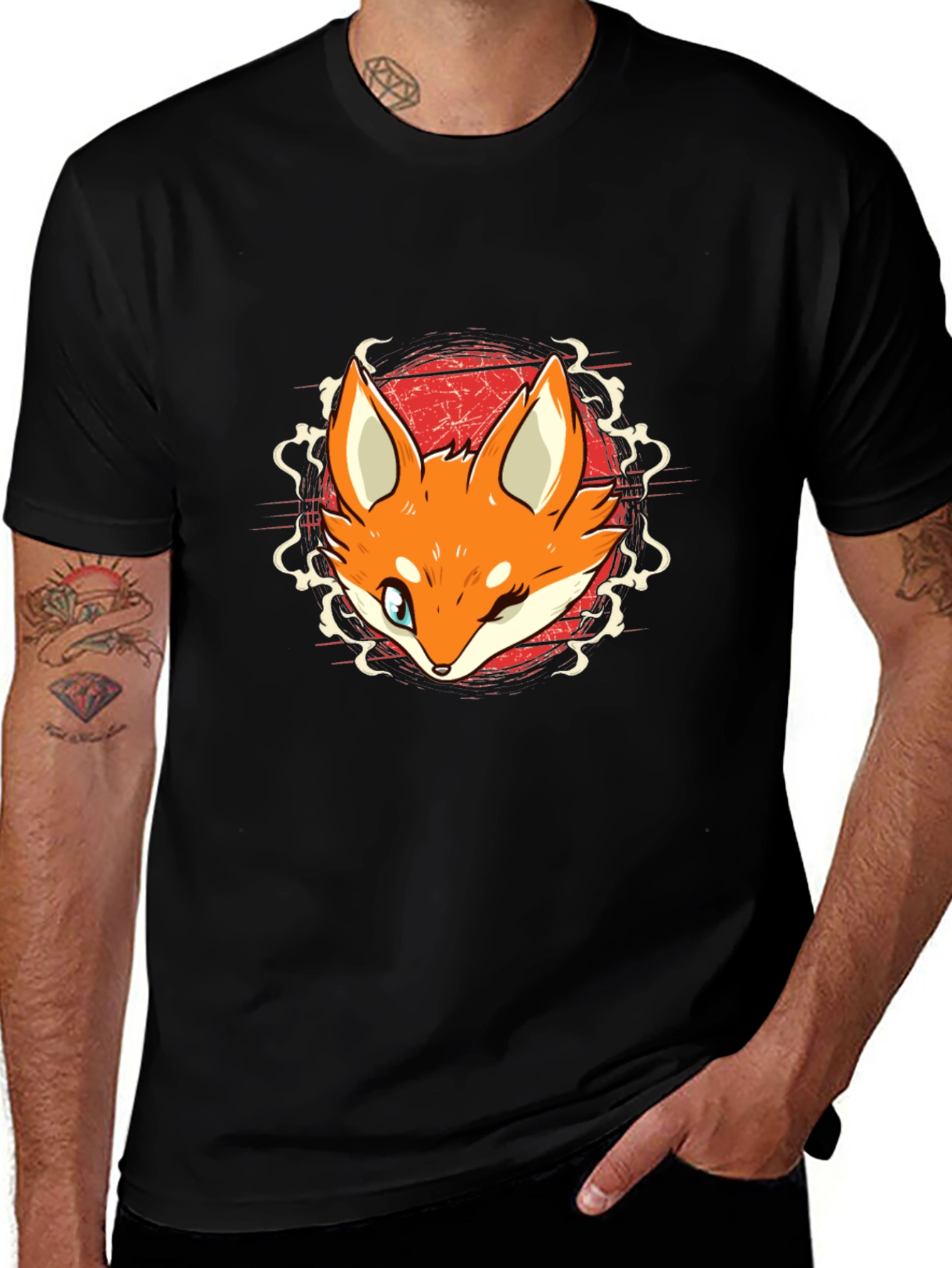 Winking Fox Graphic T-Shirt - Cool Anime Style