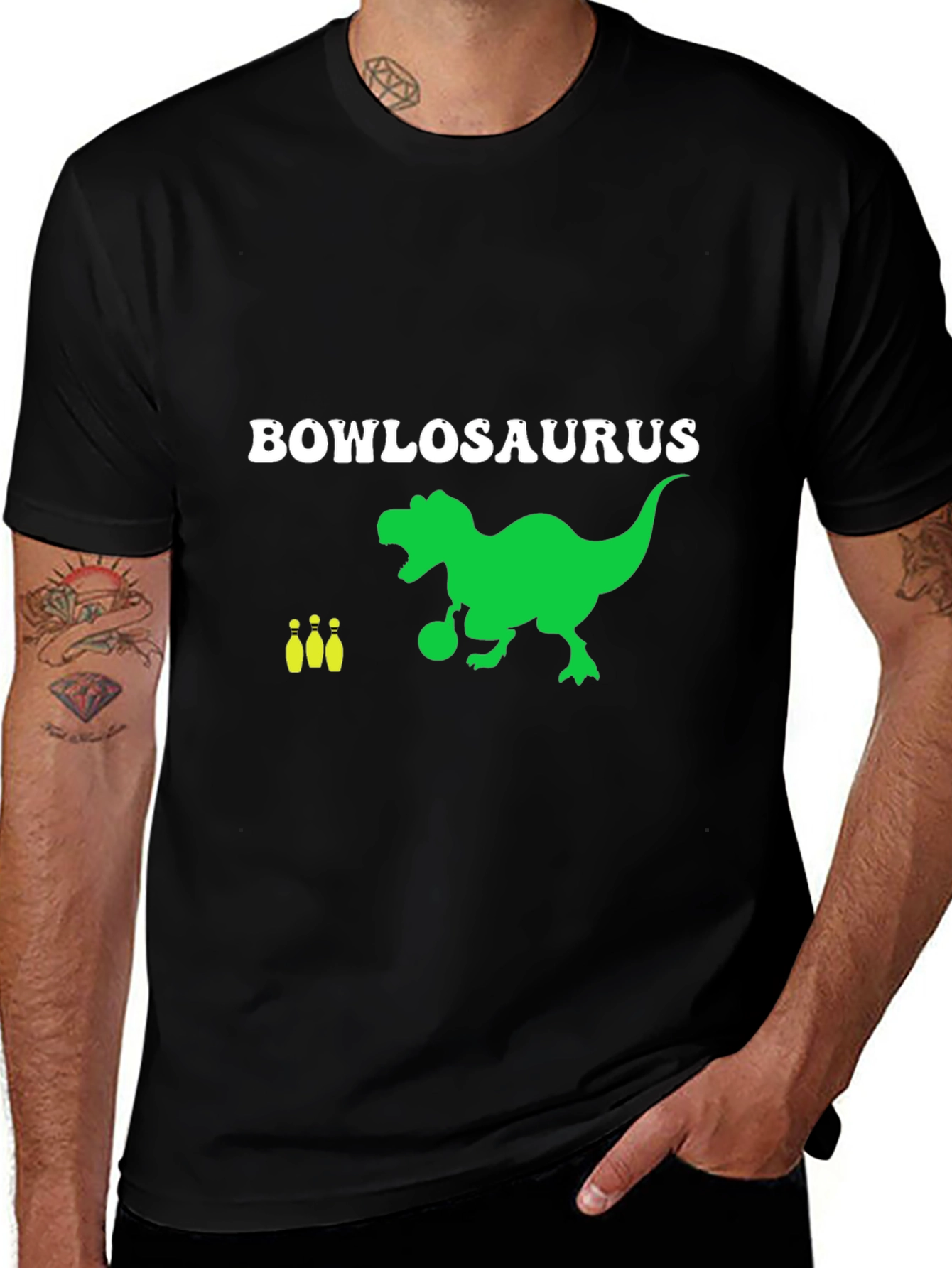 Variant 23 of Bowlosaurus T-Shirt - Dinosaur Bowling Tee