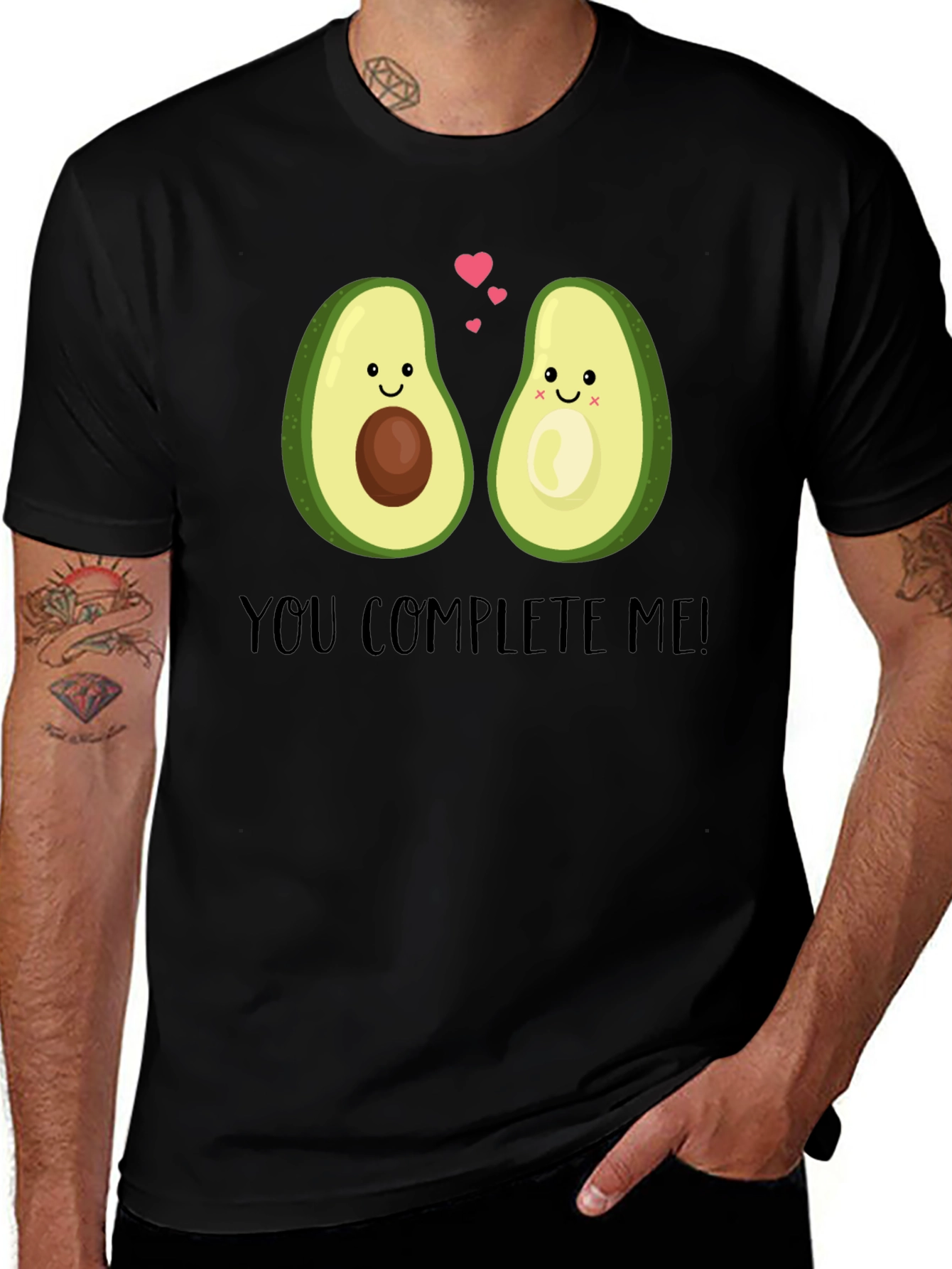 Cute Avocado Couple Graphic T-Shirt - "You Complete Me!"
