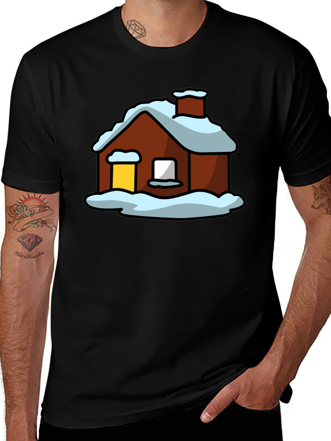Variant 10 of Winter Cabin Graphic Tee - Cozy Holiday Shirt