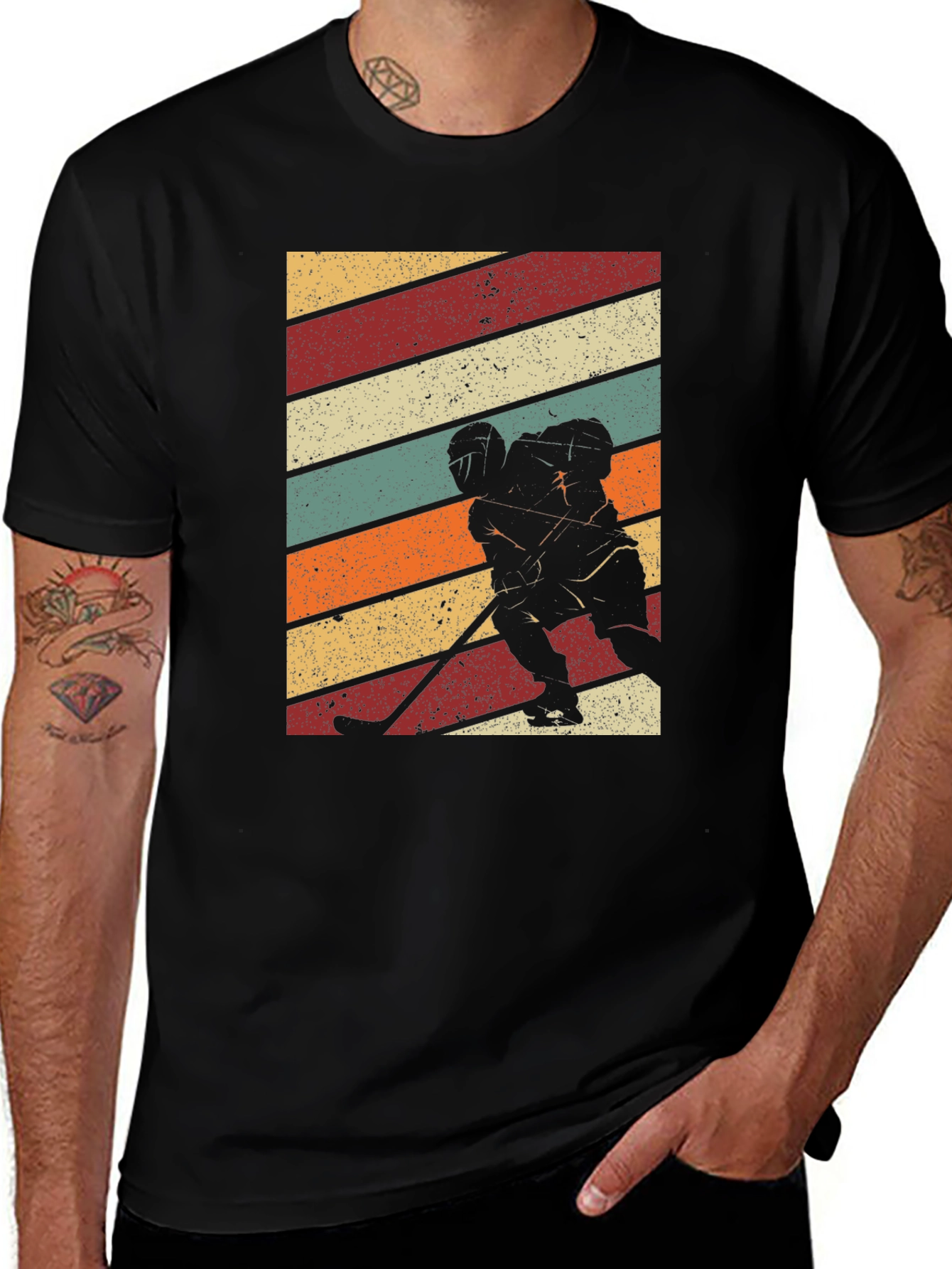Variant 26 of Retro Hockey Player Graphic Tee - Vintage Style T-Shirt