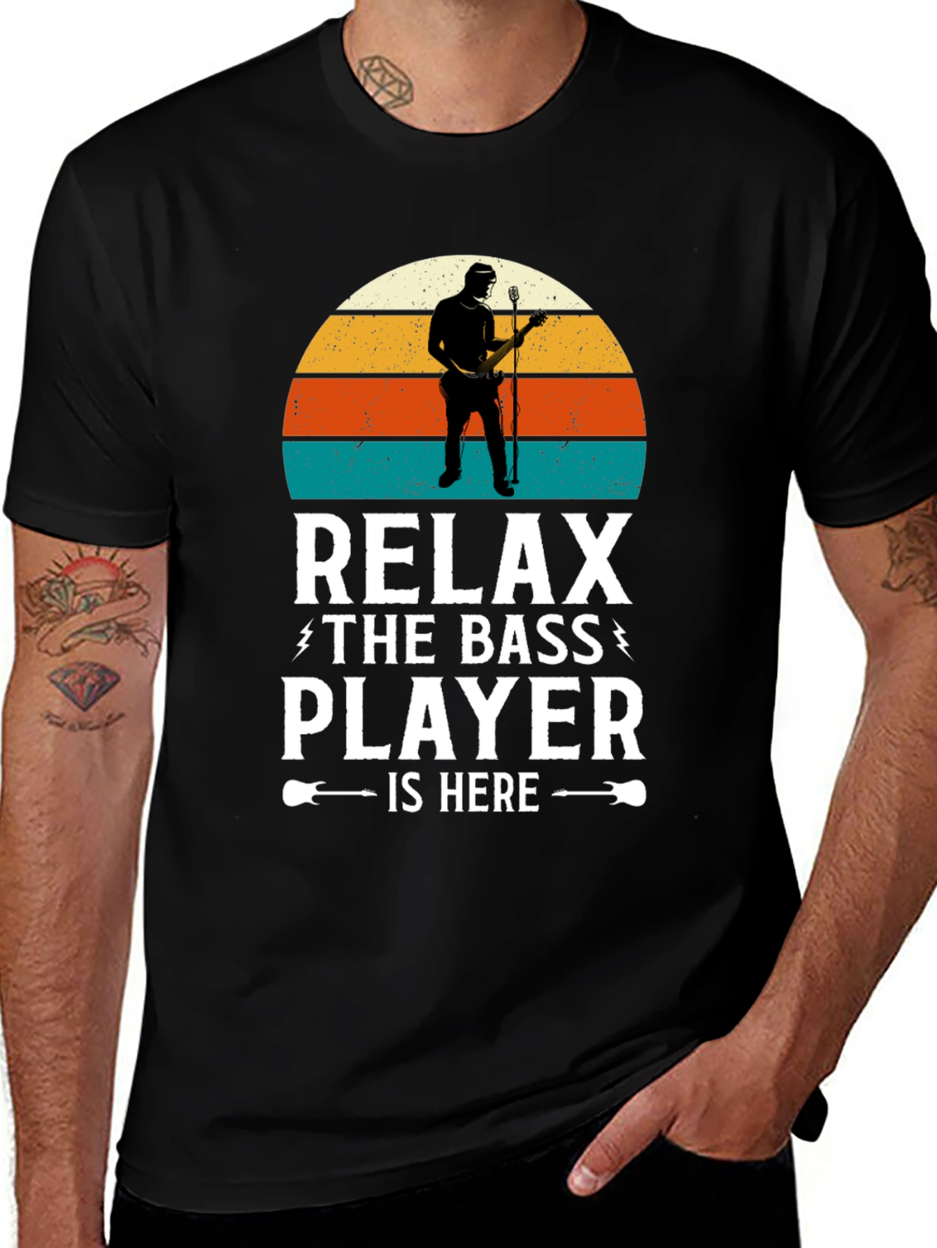 Variant 19 of Relax the Bass Player Is Here Graphic T-Shirt