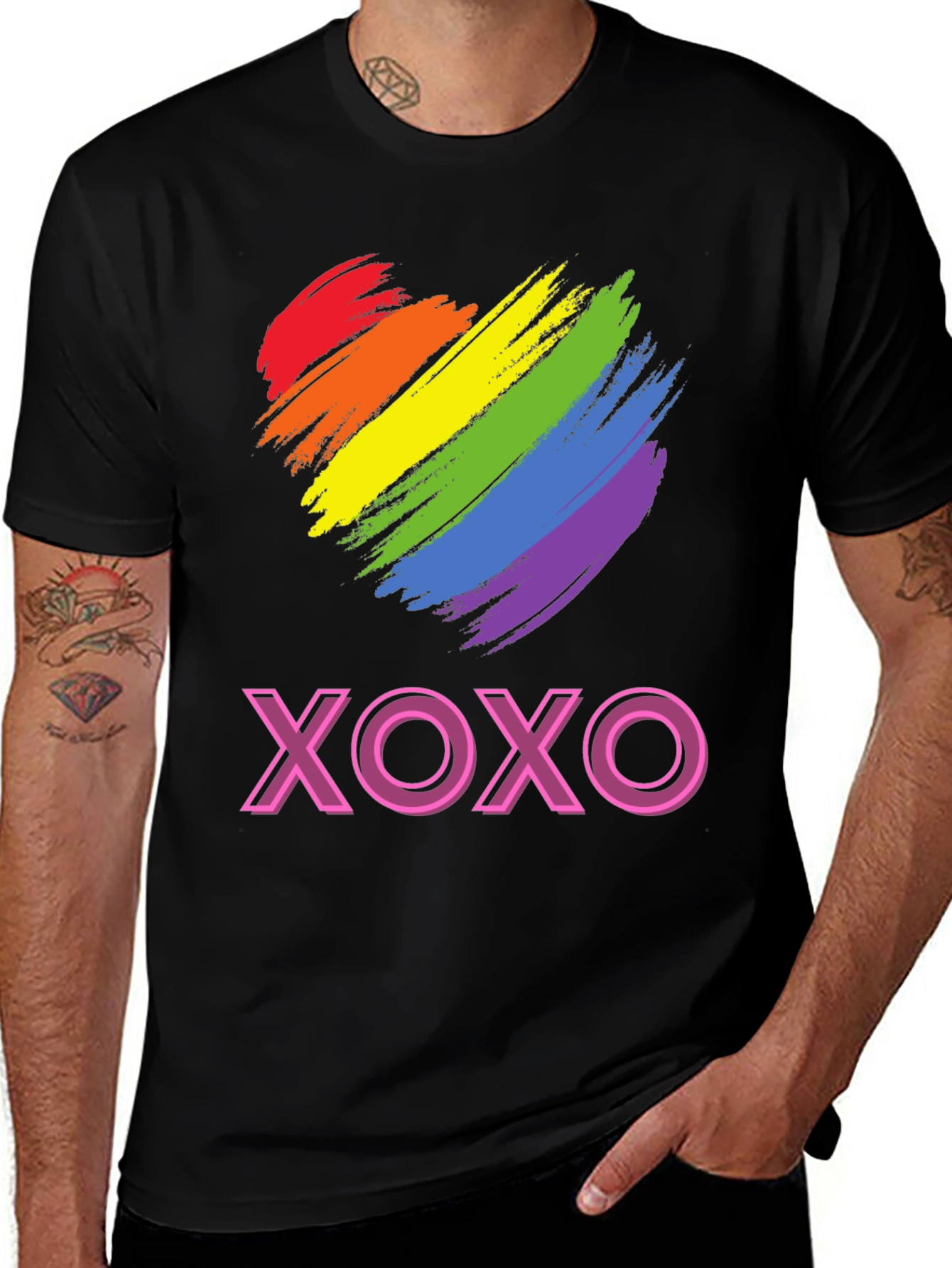 Variant 25 of Rainbow Heart XOXO Graphic Tee