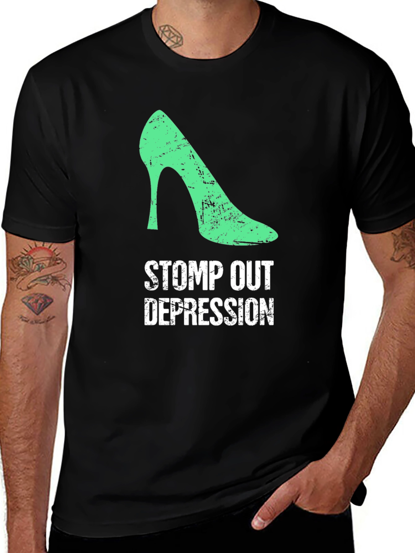Variant 27 of Stomp Out Depression T-Shirt - High Heel Design
