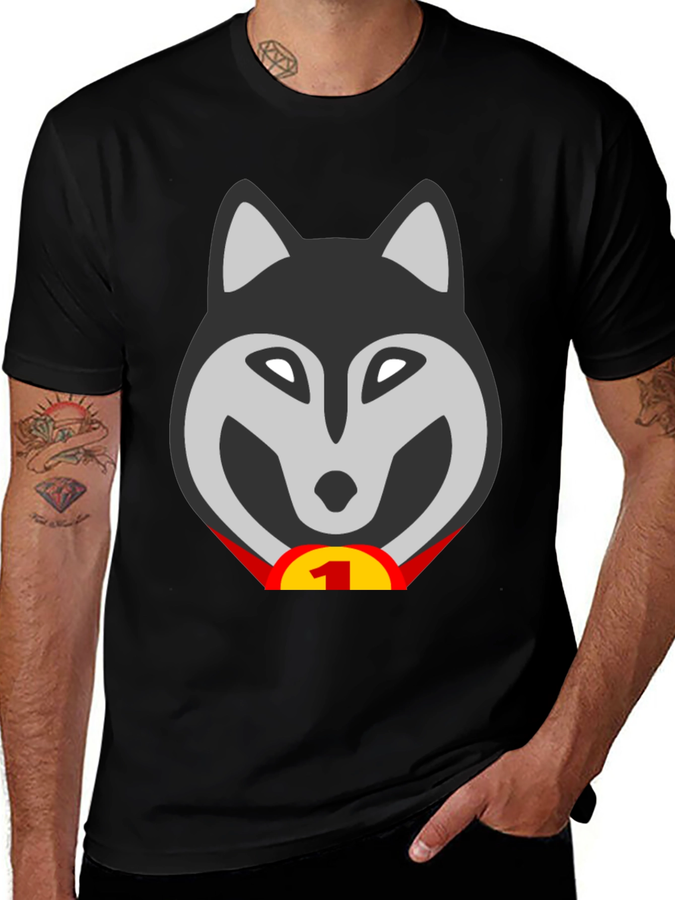 Variant 30 of Wolf Number One Graphic Tee - Black