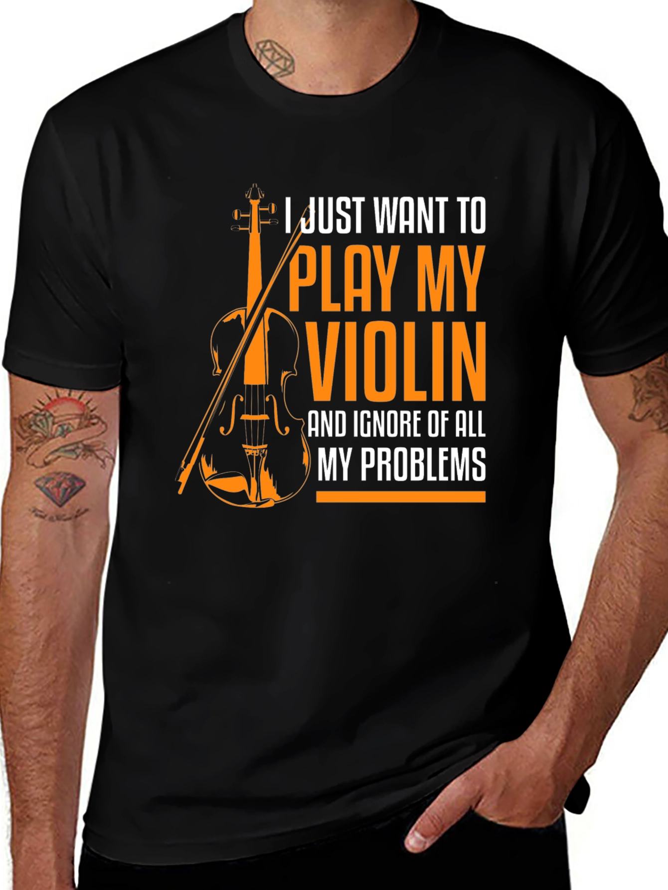 Variant 28 of Violin Player Graphic T-Shirt: Ignore My Problems Tee