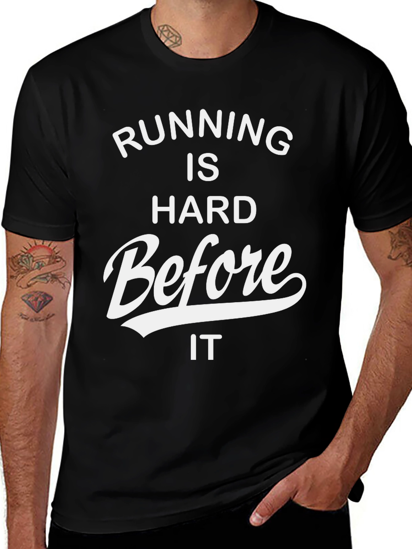 Variant 9 of Running Is Hard Before It Men's Black Graphic T-Shirt