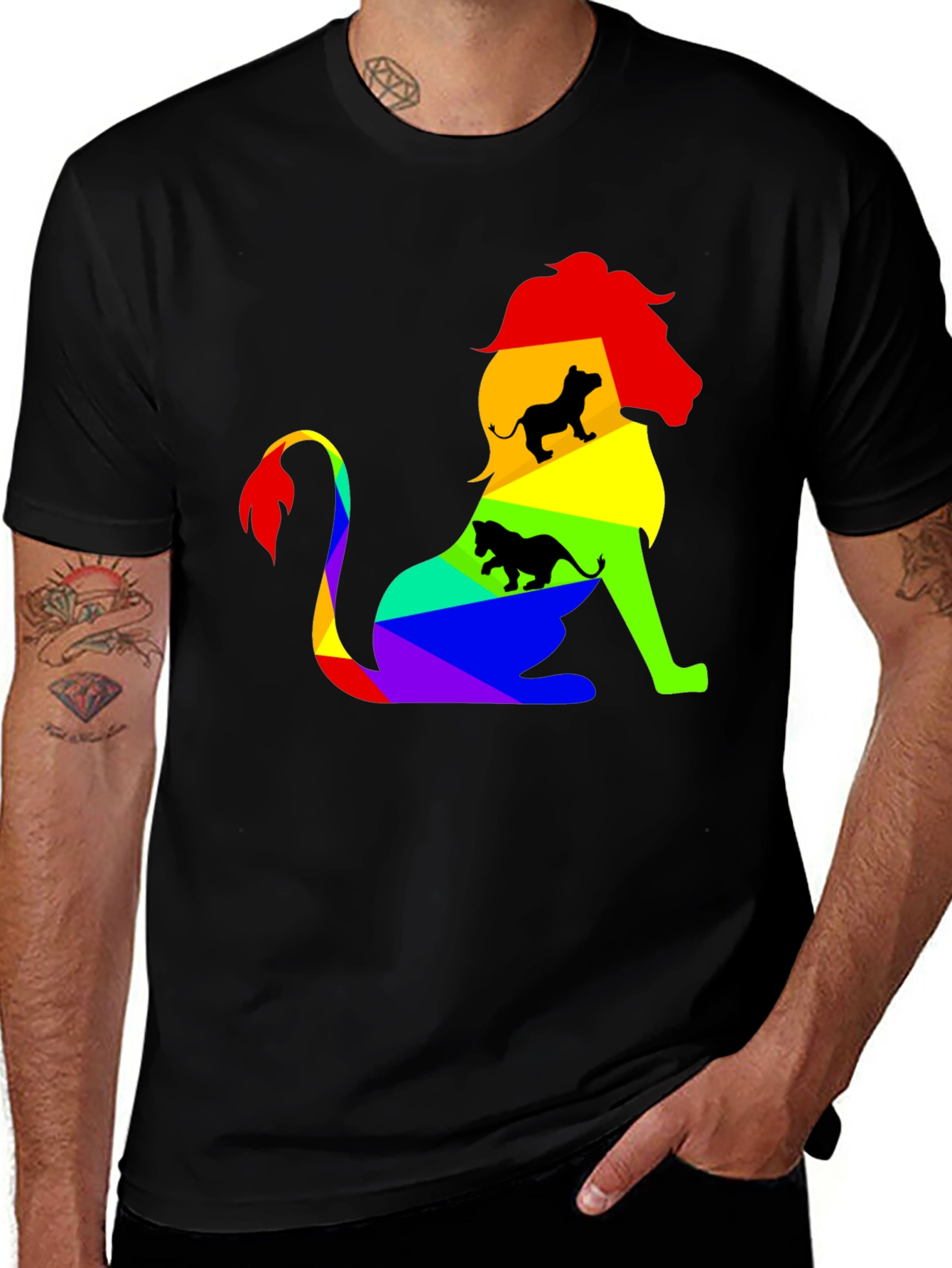 Variant 18 of Rainbow Lion Graphic Tee - Pride Apparel