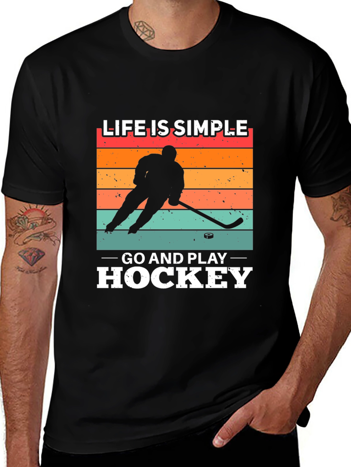 Variant 6 of Life is Simple, Go Play Hockey Graphic Tee