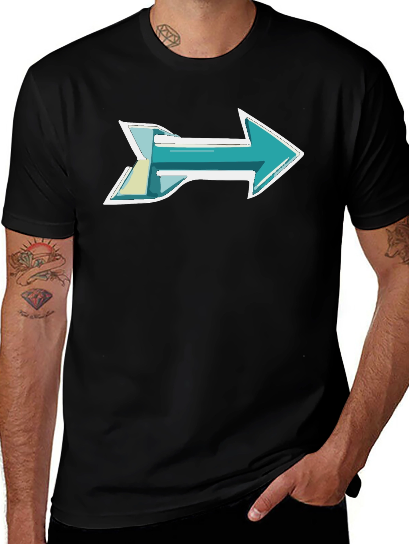 Variant 18 of Arrow Graphic Tee - Black Cotton Blend T-Shirt