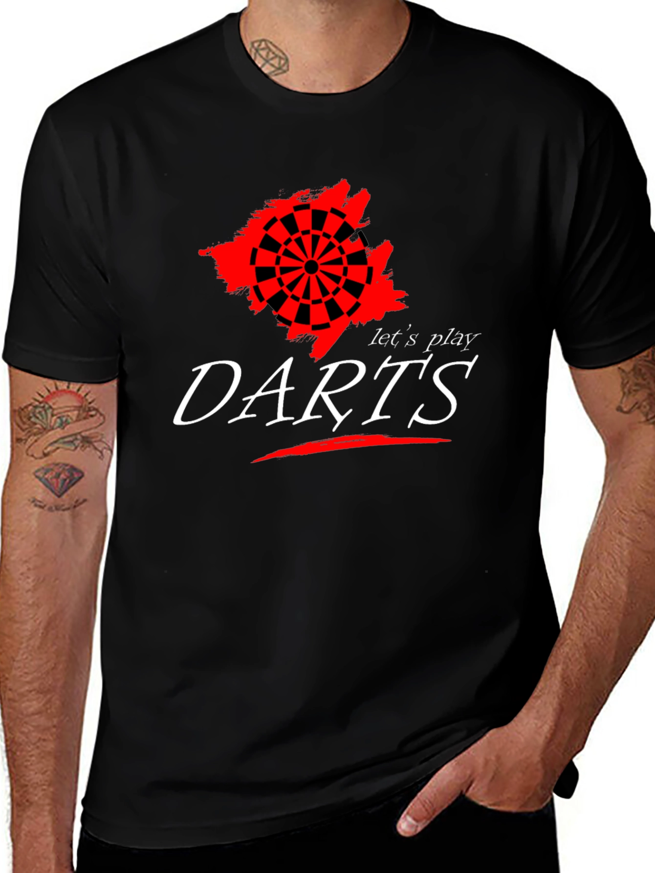 Let's Play Darts Graphic Tee - Black Cotton T-Shirt
