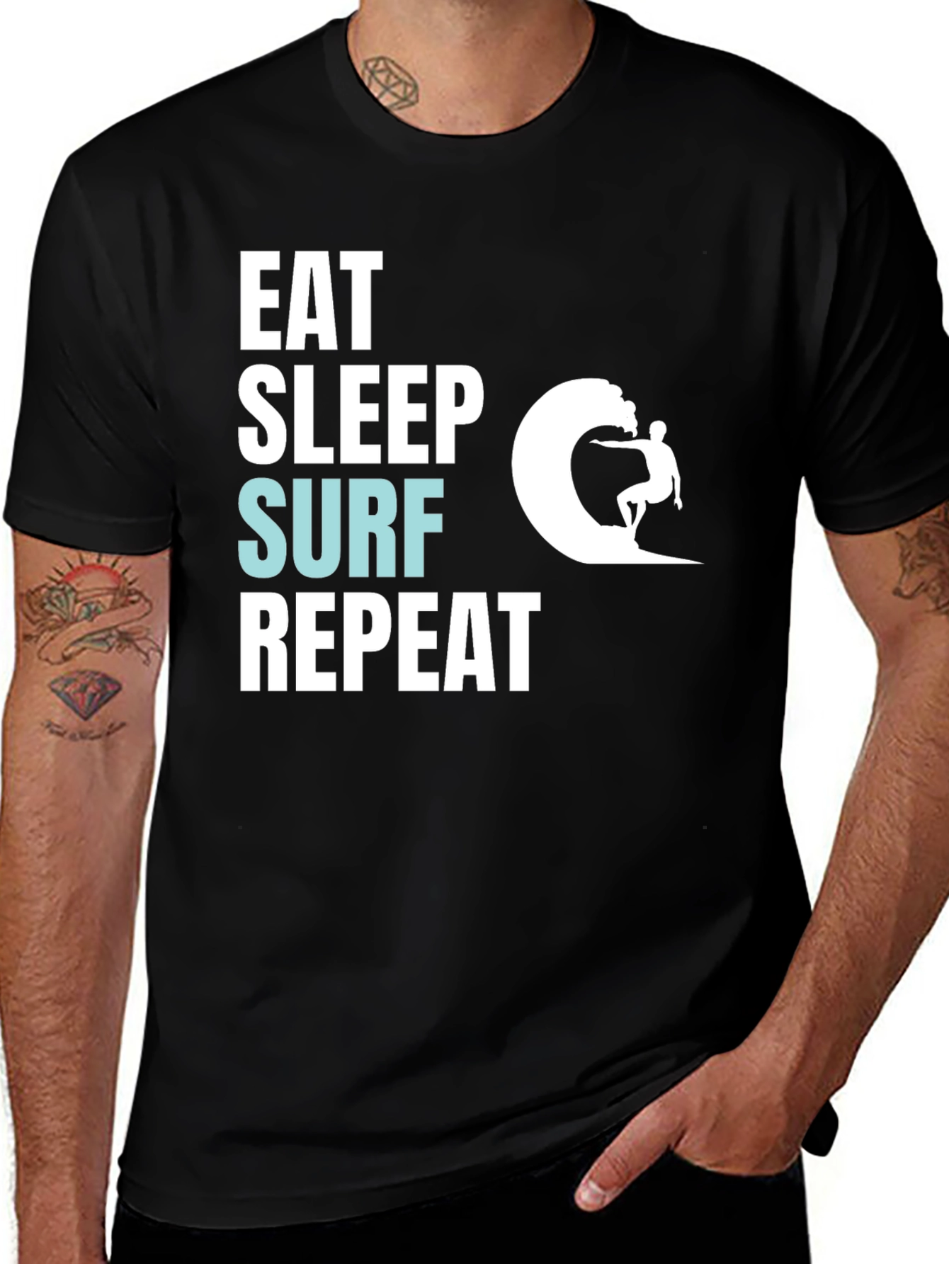 Variant 13 of Eat Sleep Surf Repeat Graphic Tee