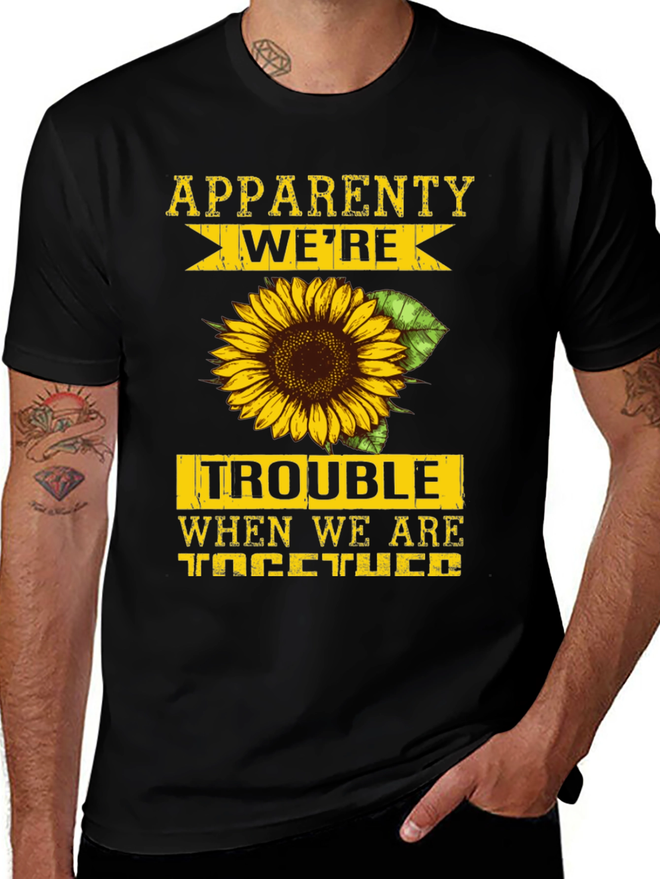 Variant 4 of We're Trouble Sunflower Graphic T-Shirt