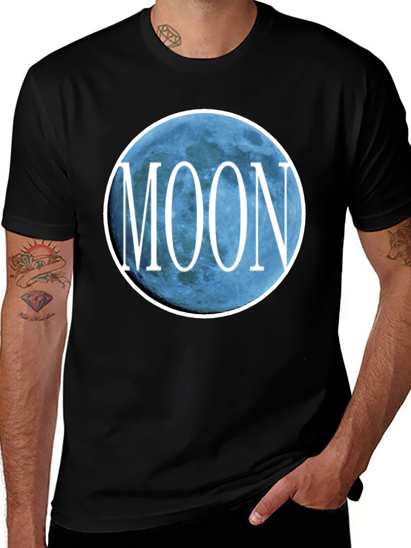 Variant 18 of Moon Graphic T-Shirt - Black Cotton Tee