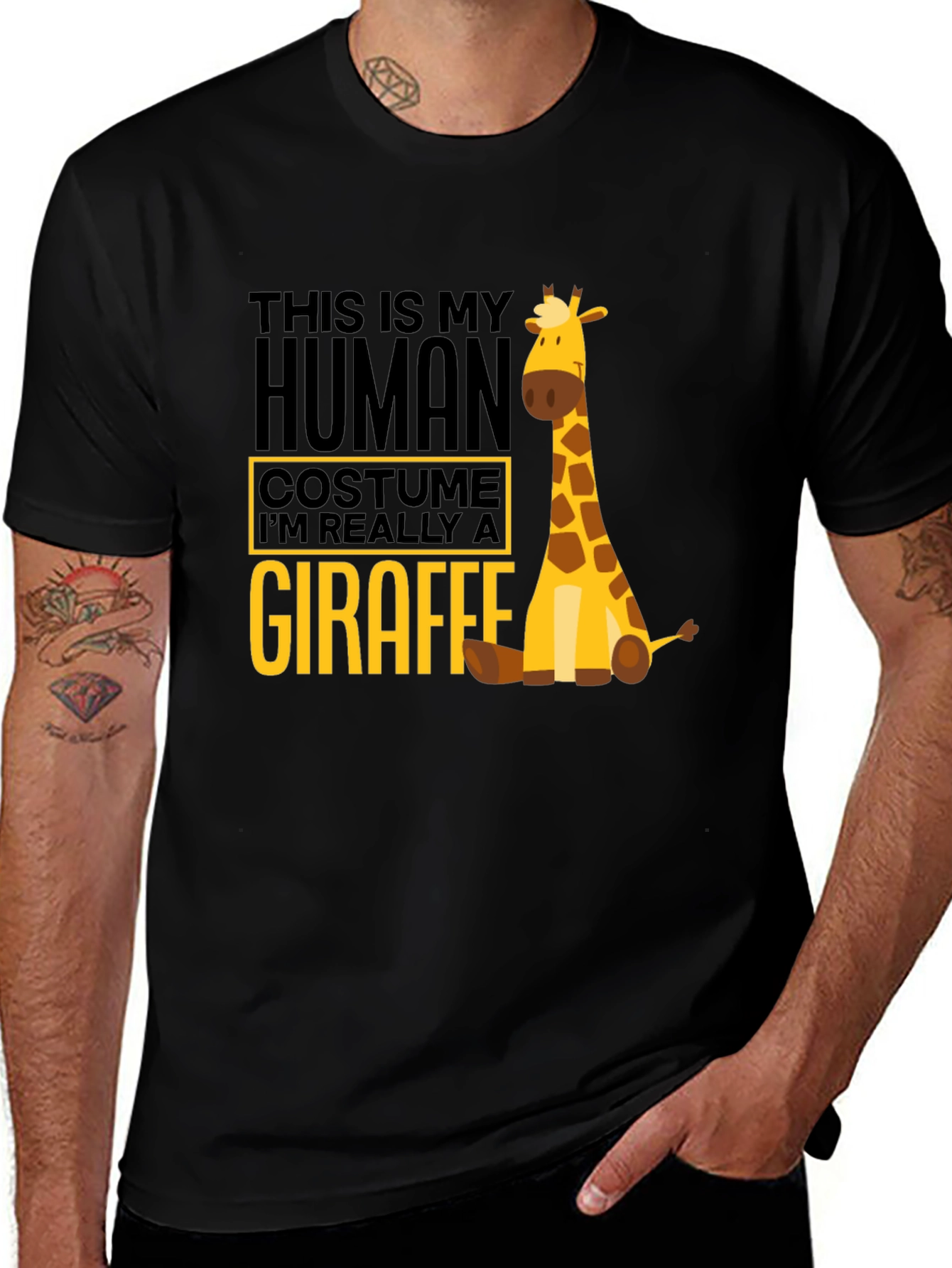 Variant 23 of Human Costume Giraffe T-Shirt - Funny Animal Tee