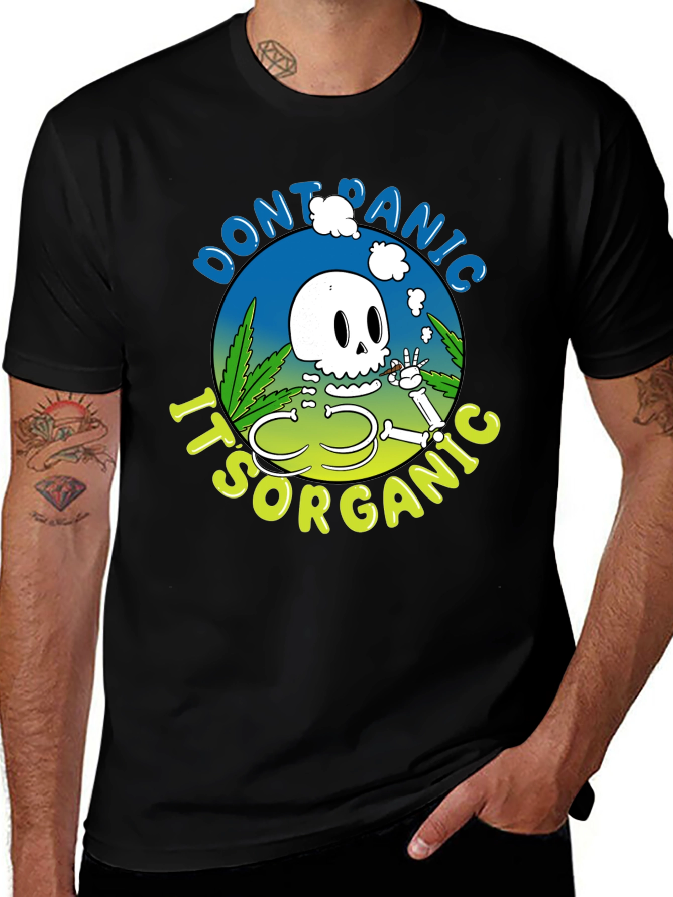 Variant 10 of Don't Panic It's Organic Skeleton T-Shirt