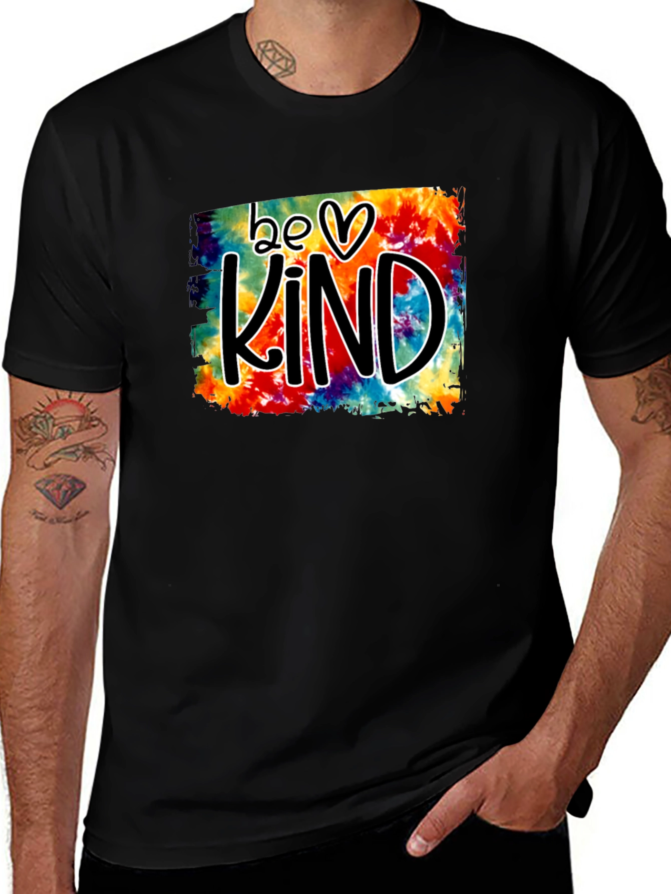 Variant 26 of Be Kind Tie Dye Graphic Tee - Black