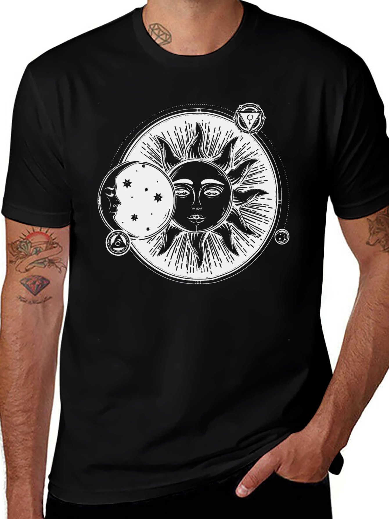 Variant 13 of Sun & Moon Graphic Black T-Shirt
