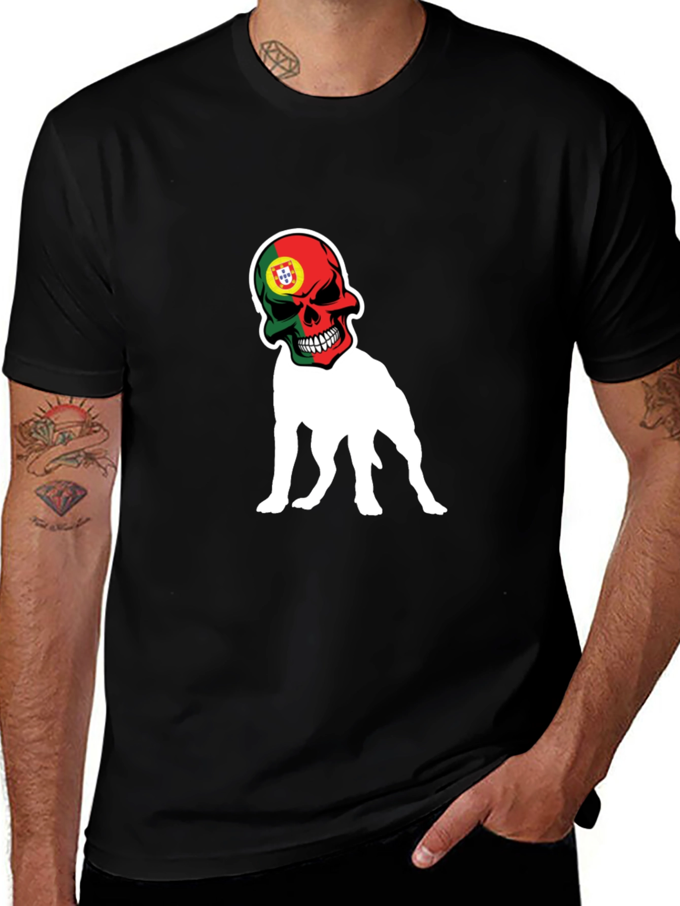 Variant 14 of Portugal Skull Dog T-Shirt - Unique Graphic Tee