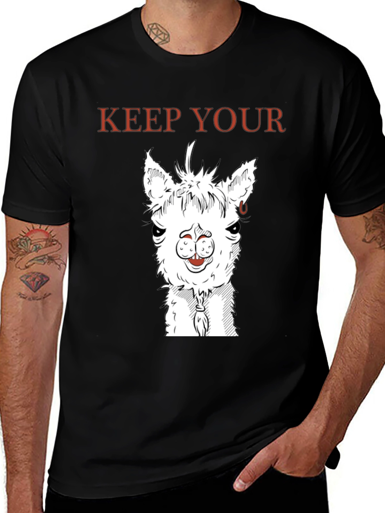 Keep Your Distance Llama Graphic Tee - Black