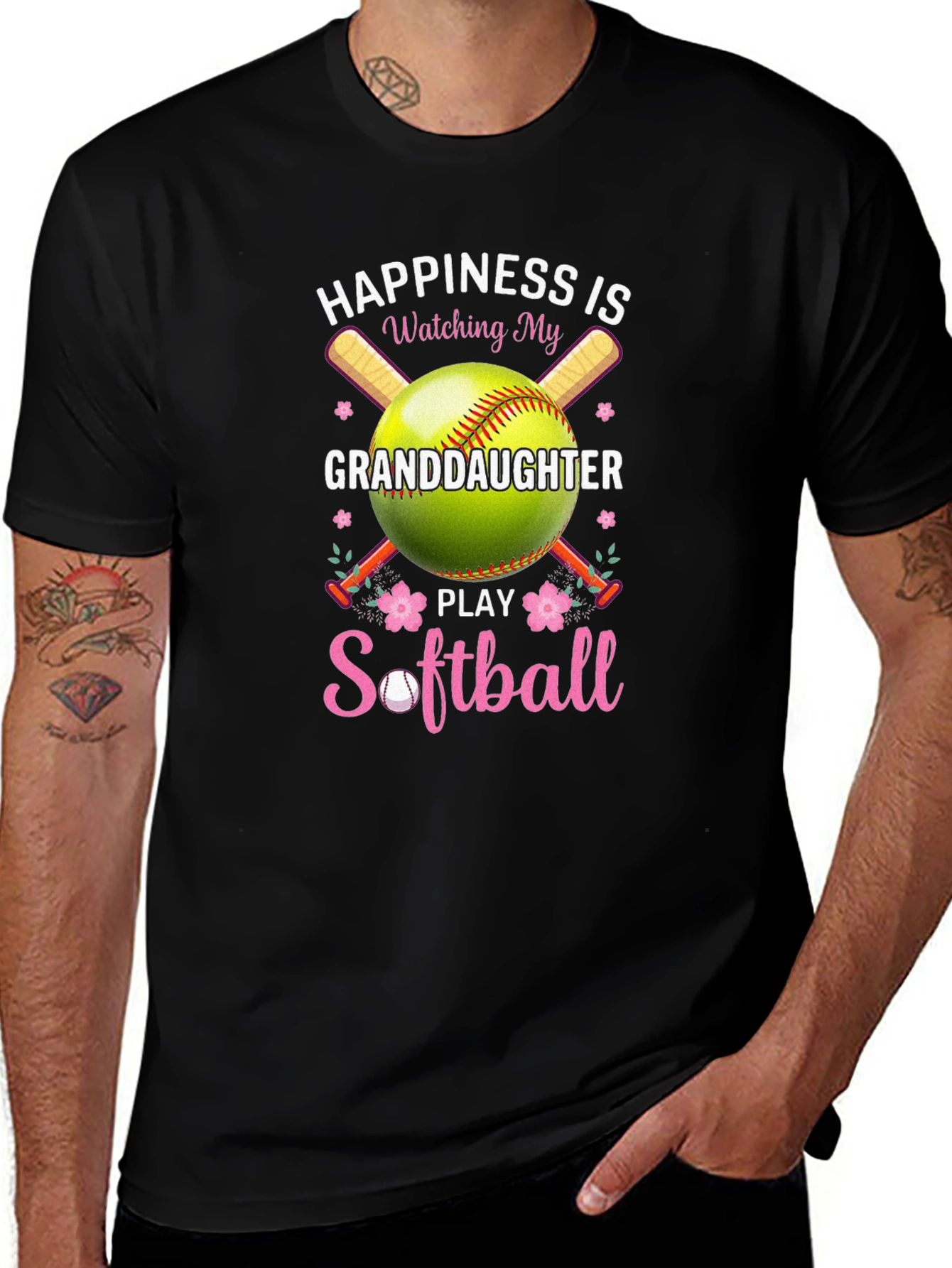 Variant 19 of Happiness Watching My Granddaughter Play Softball T-Shirt