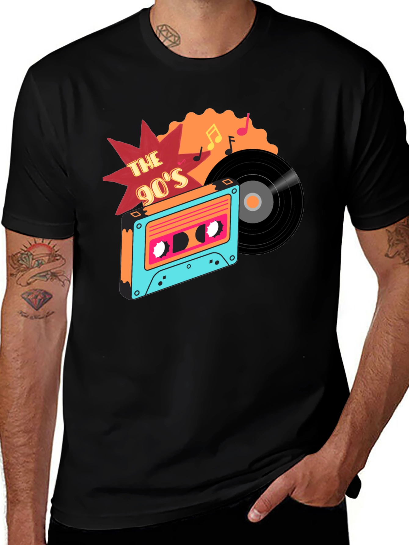 Variant 20 of 90's Music T-Shirt - Retro Cassette & Vinyl Design