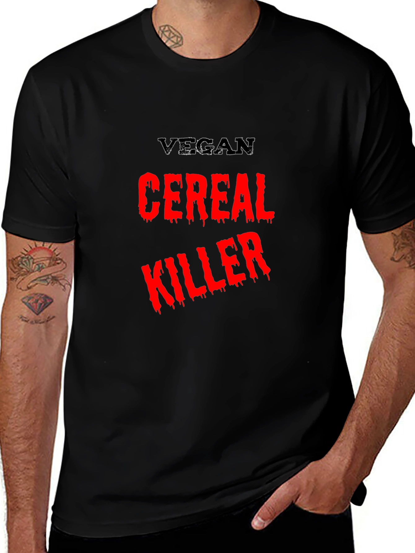 Variant 4 of Vegan Cereal Killer Black T-Shirt Graphic Novelty
