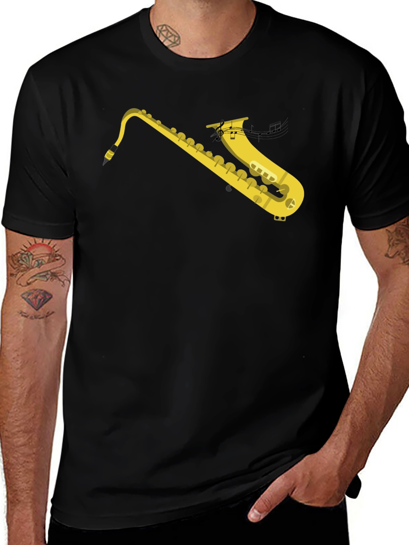 Variant 3 of Saxophone Graphic Tee - Men's Black T-Shirt