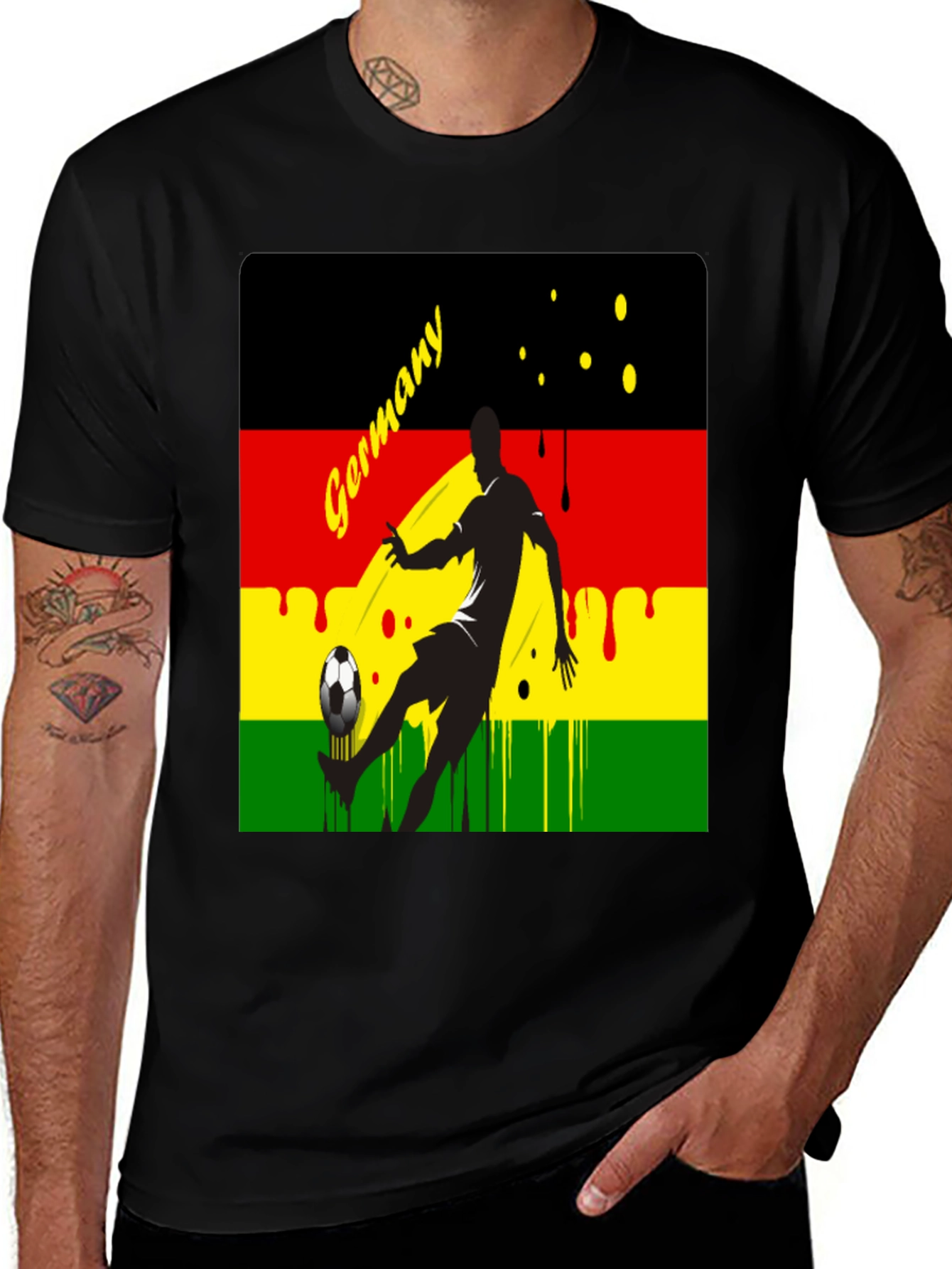 Germany Soccer Fan T-Shirt - Black Cotton Tee