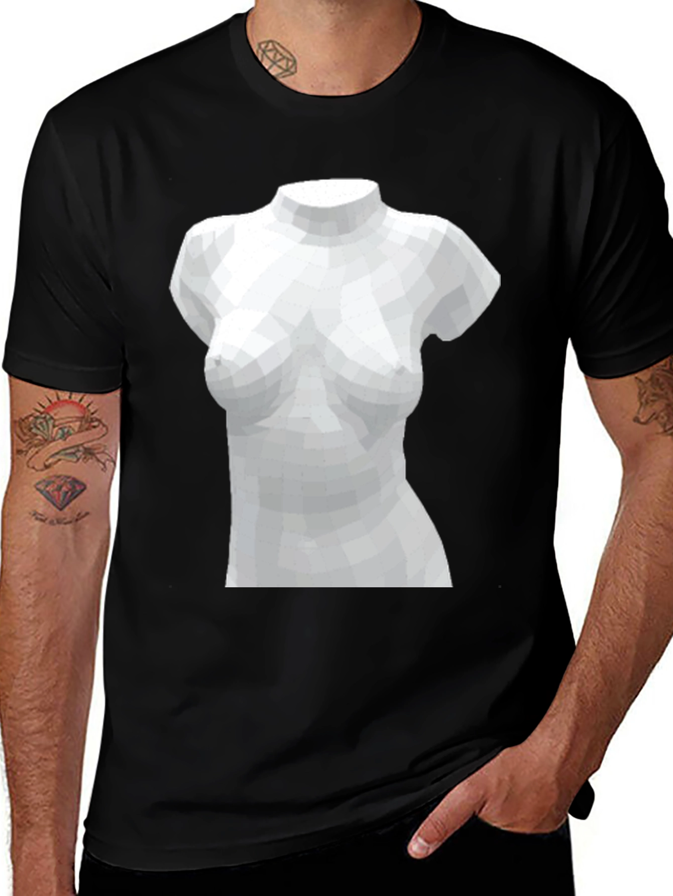 Variant 29 of Geometric Torso Graphic Tee - Black