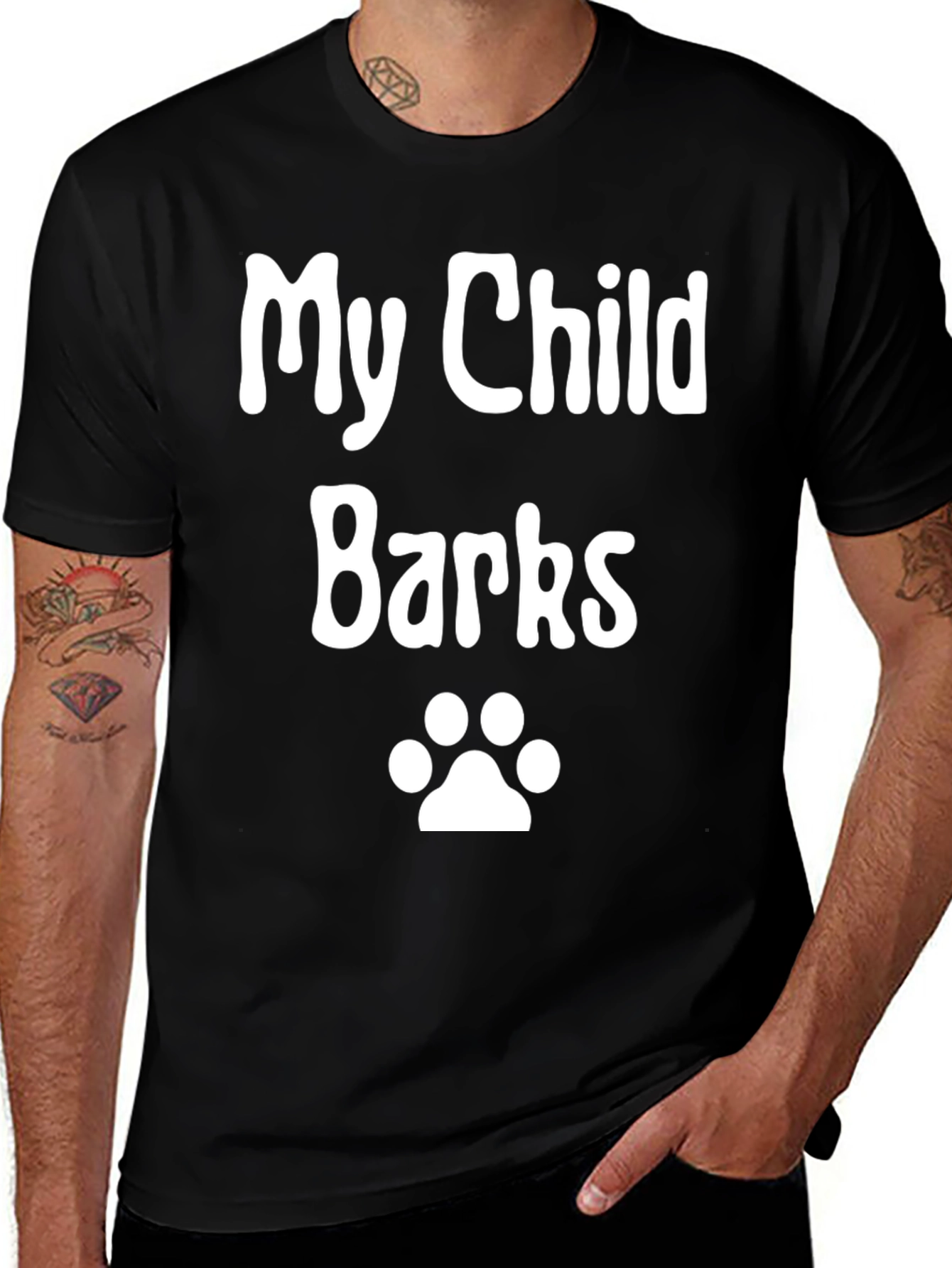 Variant 10 of My Child Barks - Dog Paw Print Novelty T-Shirt