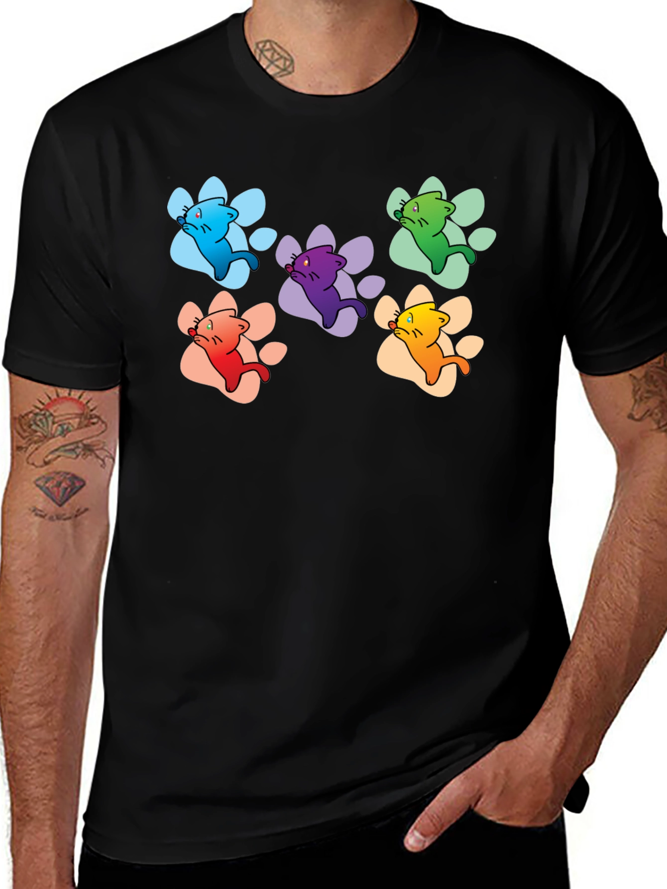 Variant 7 of Colorful Cat Paw Print T-Shirt